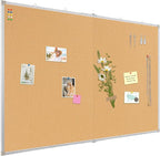 AMUSIGHT Double-Sided Large Cork Board, 60" x 36" Foldable Hanging Aluminum Framed Bulletin Board, Vision Board Pin Board Corkboards for Walls, Office, School Decor, 20 Pushpins