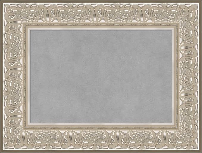 Amanti Art Silver Framed Magnetic Board 19x25 Small Vision Board for use with Magnets, 100% Metal Sheet to Display Items as Office Decor or for Home Organization in mudroom, Kitchen or Kids Room