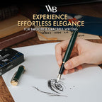 Wordsworth & Black Fountain Pen Set, 18K Gilded Extra Fine Nib, Includes 24 Pack Ink Cartridges, Ink Refill Converter & Gift Box, Gold Finish, Calligraphy, [Racing Green], Perfect for Men & Women