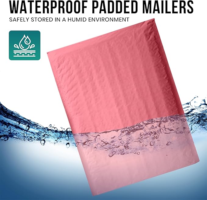 Levex - #0000 4" x 6" [5 Pack] Pink Poly Bubble Mailers, Padded Envelope Mailers, Packing Envelope & Mailing Bags for Shipping