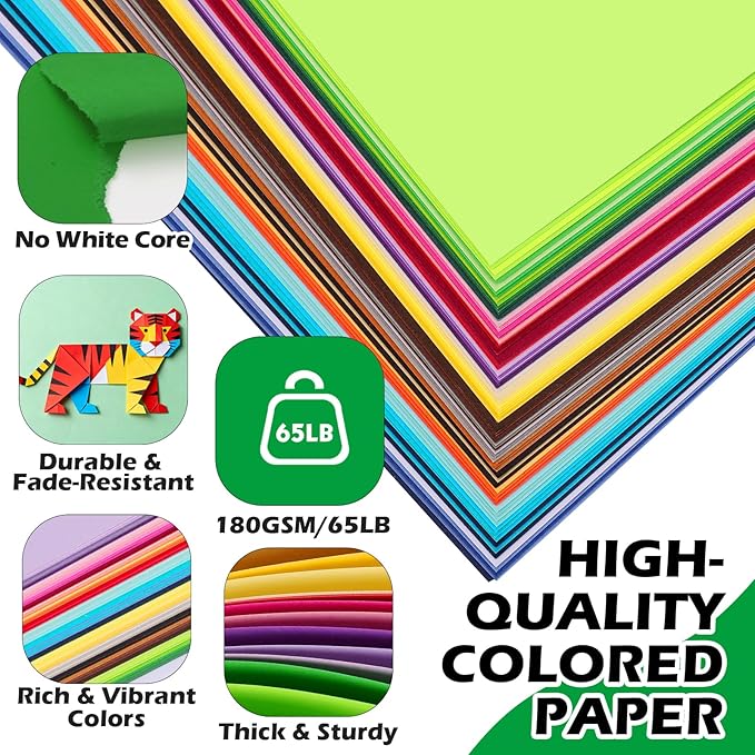 160 Sheets 5" X 7" Colored Cardstock, 80 Assorted Colors 180 GSM/65 LB Construction Paper Card Stock Printer Paper for Printing, Card Making, DIY Crafts, Kids School Supplies,Party Decorations