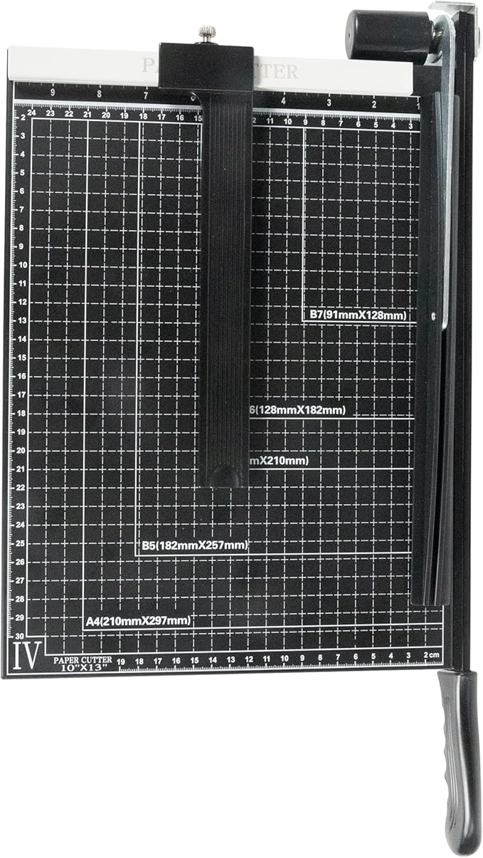 TEXALAN Precision Paper Cutter for A4/B5/A5/B6/B7, 10x13 inches, 70GSM Capacity, Metal Base Black