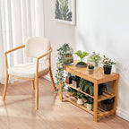 Pipishell 3 Tier Bamboo Shoe Rack Bench - Sturdy Shoe Organizer Holds up to 300lbs for Entryway, Bedroom, Living Room, Balcony