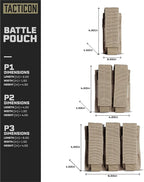 Tacticon P1 P2 P3 BattlePouch | Universal Pistol Mag Pouch | Combat Veteran Owned Company | Molle Single Double Triple Pistol Magazine Holster for Ammo | Tactical Bag Accessories Holder