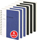 Spiral Notebook-5.75" x 8.125" College Ruled Journal with Inner Pockets and 160 Pages,PU Leather Cover Business Journal, Twin-Wire Binding Notebook Perfect for Office & Home School Supplies 6 pack Black/NavyBlue