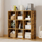 COMHOMA 9 Wood Cube Storage Organizer with Open Back and Removable Back Panels, 11In Brown Cube Storage Bookshelf, Cubicle Shelf Bookcase for Home Office Bedroom Living Room, Vertical or Horizontal