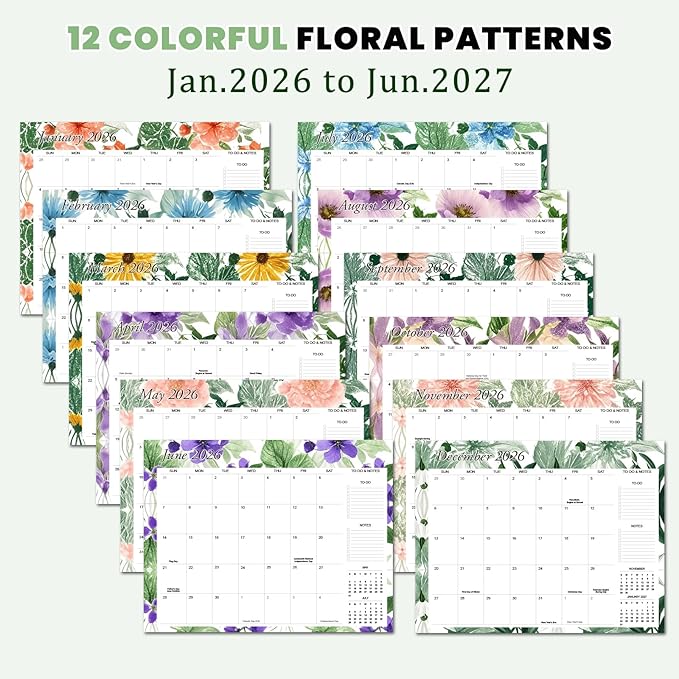 Desk Calendar 2026 - Large 22x17 Monthly Calendar, 18 Month Desk Top Calendars (Jan 2026–Jun 2027) Teacher & Office Desk Calendars Organizer (white, 22 * 17)