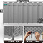 Sorbus 8 Panel Room Divider 6 ft. Tall - Privacy Screen, Extra Wide Double Hinged Panels, Mesh Hand-Woven Design, Partition Room Dividers and Folding Privacy Screens, Wall Divider for Room Separation