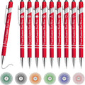 XJone Custom Pens Bulk Personalized Ballpoint Pen with Stylus Tip Customized Engraved Pens with Name Logo Soft Black Ink with Touch Metal Office for Business Office Teacher School Corporate Gifts Red