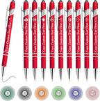 XJone Custom Pens Bulk Personalized Ballpoint Pen with Stylus Tip Customized Engraved Pens with Name Logo Soft Black Ink with Touch Metal Office for Business Office Teacher School Corporate Gifts Red