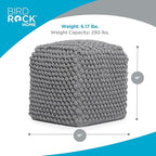 BIRDROCK HOME Buds Pouf Foot Stool Ottoman - Knit Bean Bag Floor Chair - Cotton Braided Cord - Great for The Living Room, Bedroom and Kids Room - Small Furniture (Grey - Buds)
