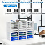 PAG-Mass Mail Sorter Adjustable Countertop Mail Holder, Heavy Duty Literature Organizer, Student Mailbox for Classroom, Desktop Bill Paper Organizer for Office Home School, 27 Compartments, White