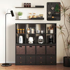 IRONMIX Metal 8 Cube Storage Organizer, Black Short Bookshelf with Storage, Horizontal TV Stand, Modern Cube Storage Shelf Small Cube Bookshelf for Living Room, Office, Library, Study, Easy Assembly