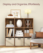 VASAGLE Custos Collection - Bookshelf, Bookcase, Cube Shelf with 9 Compartments, 9.4 x 38.6 x 38.6 Inches, Storage Shelf, for Living Room, Home Office, Dining Room, Rustic Brown ULBC477K01