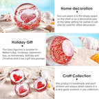 Hand Blown Glass Red Heart Paperweight ball for Birthday Gift,Home Decor Collectible,Office Decor Lovers.