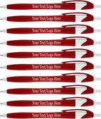SyPen Personalized Pens With your Custom Logo or Text-500 Pack Bulk-for Businesses, Parties, and Events, Custom Printed Slim Ballpoint Click Pens, Red Barrel Color, Black Ink