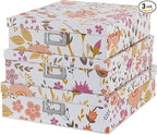 Soul & Lane Floral Collage Decorative Cardboard Boxes with Lids, Set of 3 Memory Boxes for Keepsakes and Photos, Letter Storage for Documents, Scrapbooks, Organizing