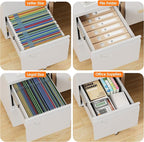 SUXXAN 2 Drawers Mobile File Cabinet, Metal Under Desk Cabinet with Lock, for Office & Home, Legal/Letter Size, W14.57”x D17.36”x H25.79”, Assembly Required(White)