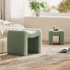 ZYKZYK Ottoman Set of 2, Plush Velvet Vanity Seats with Modern Foot Rest, Backless Stool Pair for Bedroom, Living Room & Makeup Dressing Table (2-in-1) Green