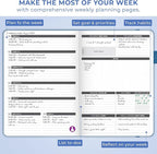 Clever Fox Planner Large – Undated Weekly & Monthly Planner for Productivity, Time Management & Goals – Organizer Journal – 7x10” (Dark Blue)