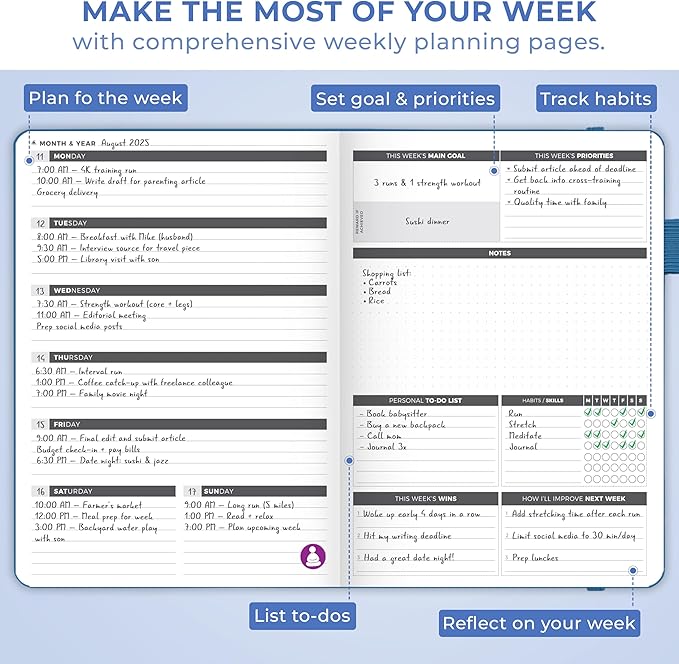 Clever Fox Planner Large – Undated Weekly & Monthly Planner for Productivity, Time Management & Goals – Organizer Journal – 7x10” (Mystic Blue)