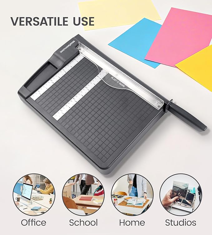 Paper Cutter,Paper Trimmer12" Cutting Length Heavy Duty Guillotine Paper Slicer with Safety Guard and Blade Lock,12 Sheets Capacity,Ideal for Offices,Homes,Printing Shops,Photo Studios
