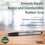 DISCOUNT PROMOS Custom Stylus Ballpoint Pens Set of 100, Personalized Bulk Pack - Black Ink, Great for Office, School, Business, Tradeshows, Events - Black