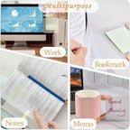 BAYTORY 1600 Sheets Transparent Sticky Notes with Lined, Clear Waterproof 3 x 3 inch See Through Memo Pad, Self-Adhesive Translucent Writable Index Tabs for Annotating Books
