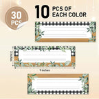 Name Tags for Classroom Cubbies, 30 Greenery Name Plates for Desks, Back to School Self Adhesive Name Tags Sticker for Teachers Elementary - A08