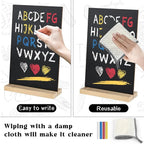 BOUBONI 3 Pack Small Chalkboard Signs with Wood Stand 6 x 8 inch Tabletop Chalkboard Sign Double-Sided Message Menu Boards for Kitchen Wedding Bar and Restaurant