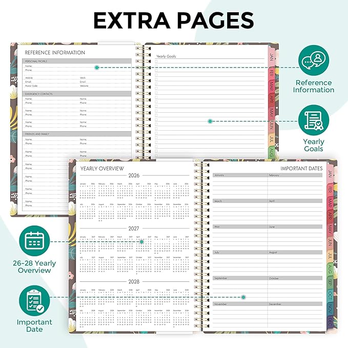 2026 Planner, Weekly and Monthly Planner, January 2026 - December 2026, 8.5" x 11" Agenda Planner with Monthly Tabs, Goal Setting & Time Management Organizer for Women & Men
