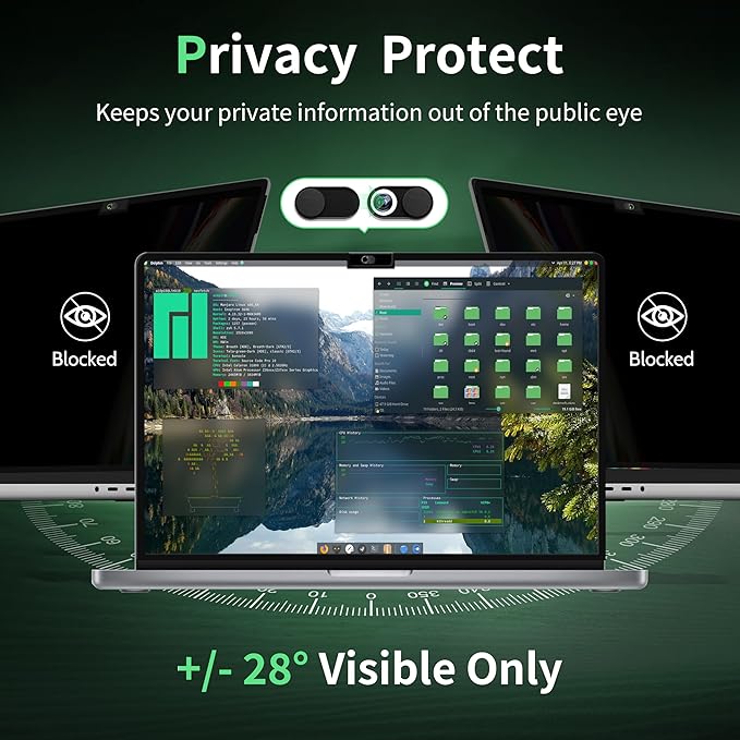 Privacy Screen for MacBook Air 15 Inch M2/M3/M4(2023-2025)-A3241 A2941 A3114 Anti Blue Light Glare Filter Removable Computer Protector, Bubble-Free Monitor Shield Laptop Film With Camera Cover