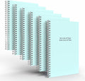 Custom Spiral Notebook Journals with a Pastel Blue Colored Cover - 6 Pack of 5" x 8" – College Ruled, Hard Cover, 50 Sheets Per Book – For Journaling, Office, School Supplies, etc.