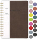 Spiral Notebook-5.75" x 8.125" College Ruled Journal with Inner Pockets and 160 Pages,PU Leather Cover Business Journal, Twin-Wire Binding Notebook Perfect for Office & Home School Supplies Coffee