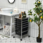 RELAX4LIFE 6-Drawer Rolling Storage Cart - Classroom Organization on Wheels w/Removable Plastic Drawers, Mobile Art Craft Cart for School Paper Home Office, Utility Cart with Drawers (Black)