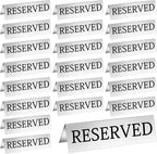 Aemygo 24 Pcs Metal Reserved Table Signs, Silver Table Top Reserved Sign for Restaurants, Double Sided Tent Guest Reservation Table Seat Sign for Wedding, Party, Ceremony, Events(5.91" x 3.15")