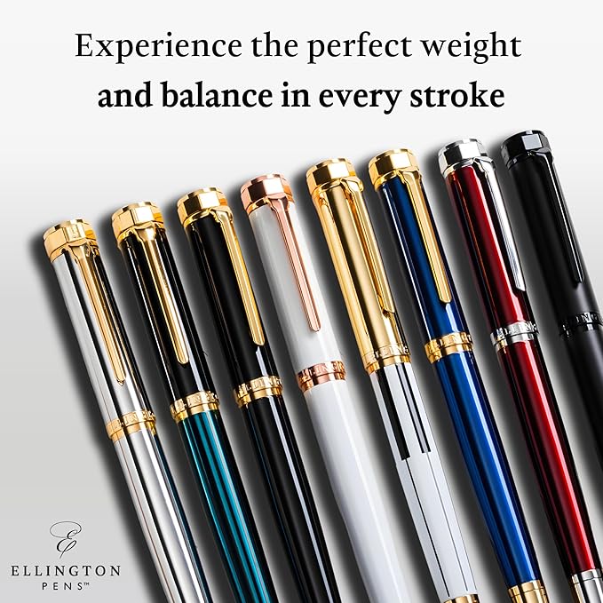 Ellington Pens Luxury Fountain Pen Set - Smooth Medium Nib- Includes 3 Ink Cartridges, Refillable Ink Converter, Gift Box- Fountain Pens For Writing, Calligraphy, Journaling, Sketching (Master Chopin)