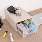 Xyskin 4-Pack 12 Quart Plastic Compact Stacking Drawer Unit, Stackable Desktop Storage Drawer Box