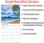 2026 Wall Calendar,Calendar 2026, November 2025 - December 2026, Wall Calendar Beaches Island, 12" x 24" Opened,Full Page Months Thick & Sturdy Paper for Calendar Organizing & Planning