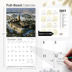 RED EMBER Israel 2026 Wall Calendar 12 Month | 12" x 24" Open | Thick & Sturdy Paper | Holiday Gift | Travel Calendar 2026
