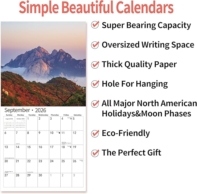 2026 Wall Calendar,Calendar 2026, July 2025 - December 2026, Wall Calendar Seasons In Bloom, 12" x 24" Opened,Full Page Months Thick & Sturdy Paper for Gift Perfect Calendar Organizing & Planning