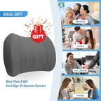 Lofty Aim Lumbar Support Pillow for Car, Memory Foam Lumbar Pillow for Lower Back Pain Relief - Back Cushion for Driving, Chair Support for Car-Office Chair, Wheelchair - Classic Dark Grey