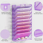 Lavatino Hanging Wall File Folders Organizer - 10-Tier Purple Metal Mesh Paper Magazine Document Mail Holder File Organizer for Office School Home Wall Mount or Desk Supplies Organization