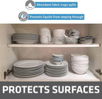 Drymate Premium Luxury Shelf & Drawer Liner, Thick Cushioned Fabric, Non-Adhesive, Absorbent, Waterproof, Slip-Resistant, Liners for Kitchen Cabinets, Cupboards (USA Made)(12”x59”)(24-Pack)(White)