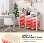Giantex 12 Drawer Rolling Storage Cart Tools Scrapbook Paper Office School Organizer (Pink Gradient)