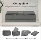 Graciadeco Medium 15" 21 Quart Collapsible Stackable Storage Bins with Lids, 1 Pack Gray Foldable Fabric Closet Storage Boxes with Lids, 4 Handles Heavy-duty Linen Cube Baskets for Bedroom