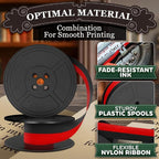 4 Pcs Universal Typewriter Ribbon Pack – Black and Red Typewriter Ribbon – 0.2 Inch/5 mm Central Aperture, Durable Twin Spool Replacement for Clear Prints, Smooth Operation & Reliable Performance