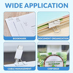 NEEWAY 100 Count Binder Clips Assorted Sizes, Paper Binder Clips (0.6inch 0.75inch 1inch), Metal Paper Clamps for Office and Home (White)