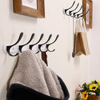 SKOLOO Modern Metal Wall Coat Rack with 5 Hooks - Sturdy Wall Hook Rack for Hanging Coat, Jacket, Clothes, Hat, Black on White