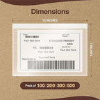 7x10 Shipping Label Sleeves 200 Pack- Strong Adhesive Back for Secure Package Labelling, Protects Documents with Packing Slip Pouches -Packing Sleeves for Mailing and Packaging -WaterProof and Durable